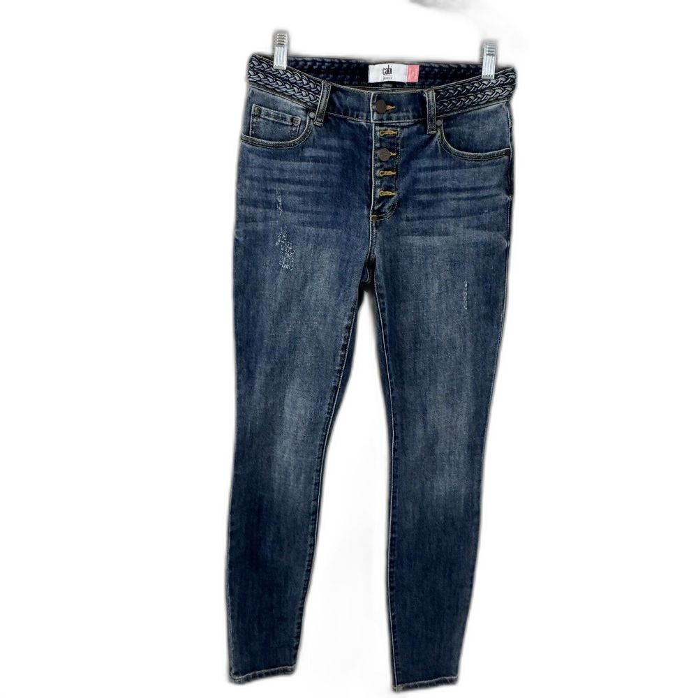 Cabi Button Fly Braided Waistband Skinny Jeans Style 5694 Size 2